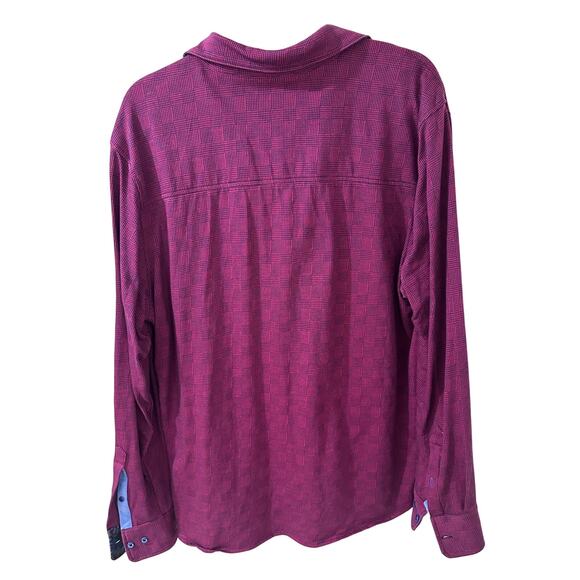 Robert Graham Woven Button Up Long Sleeve Shirt Red Burgundy Navy, size XL - Picture 9 of 9